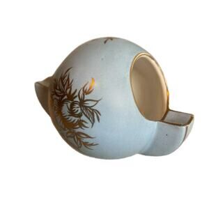 VTG Carlin Comforts Light Blue Ashtray Trinket Dish with Gold Flowers France